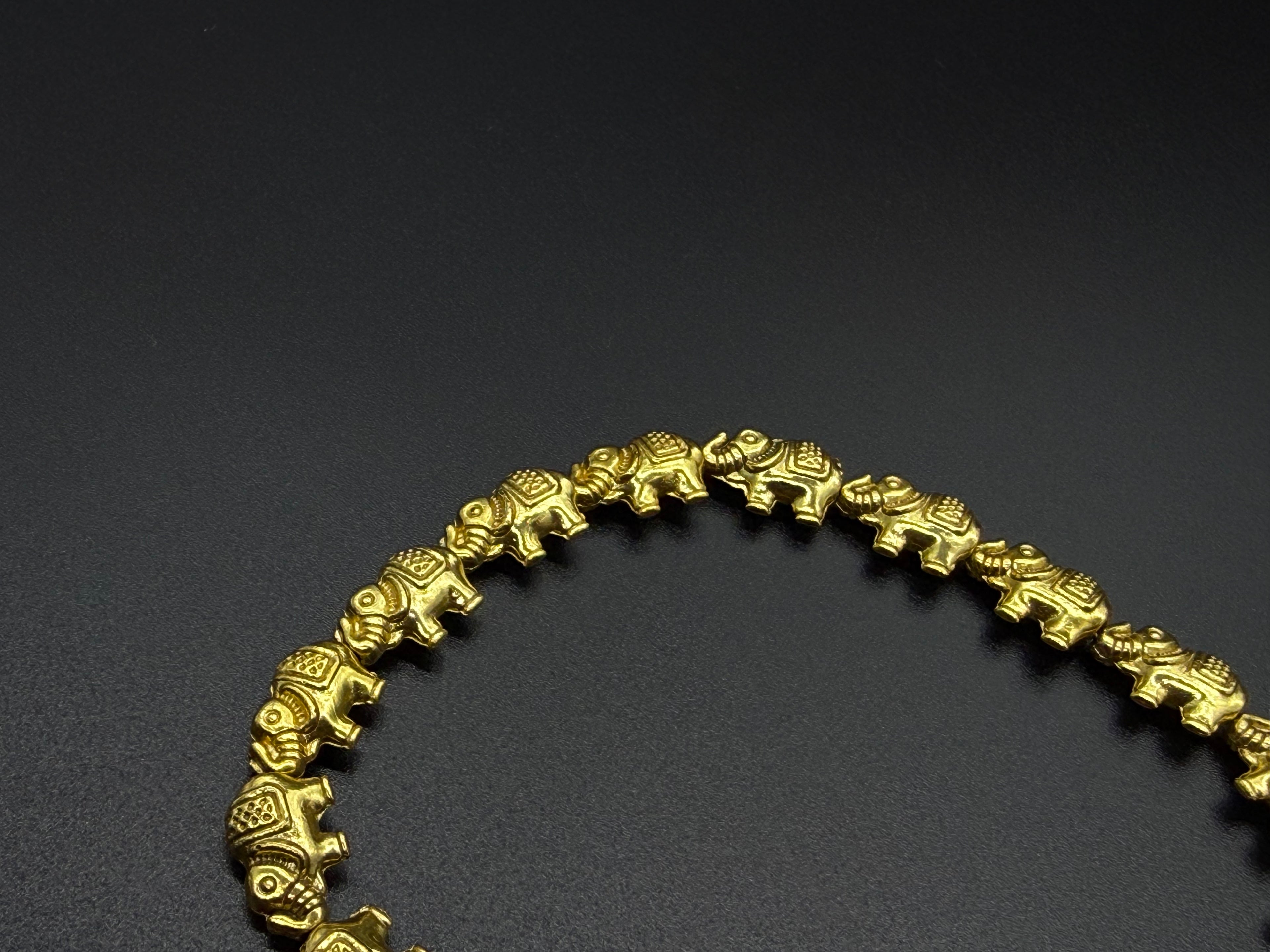 🐘 Brass Elephant Charm Bracelet – Handcrafted Symbol of Luck & Strength