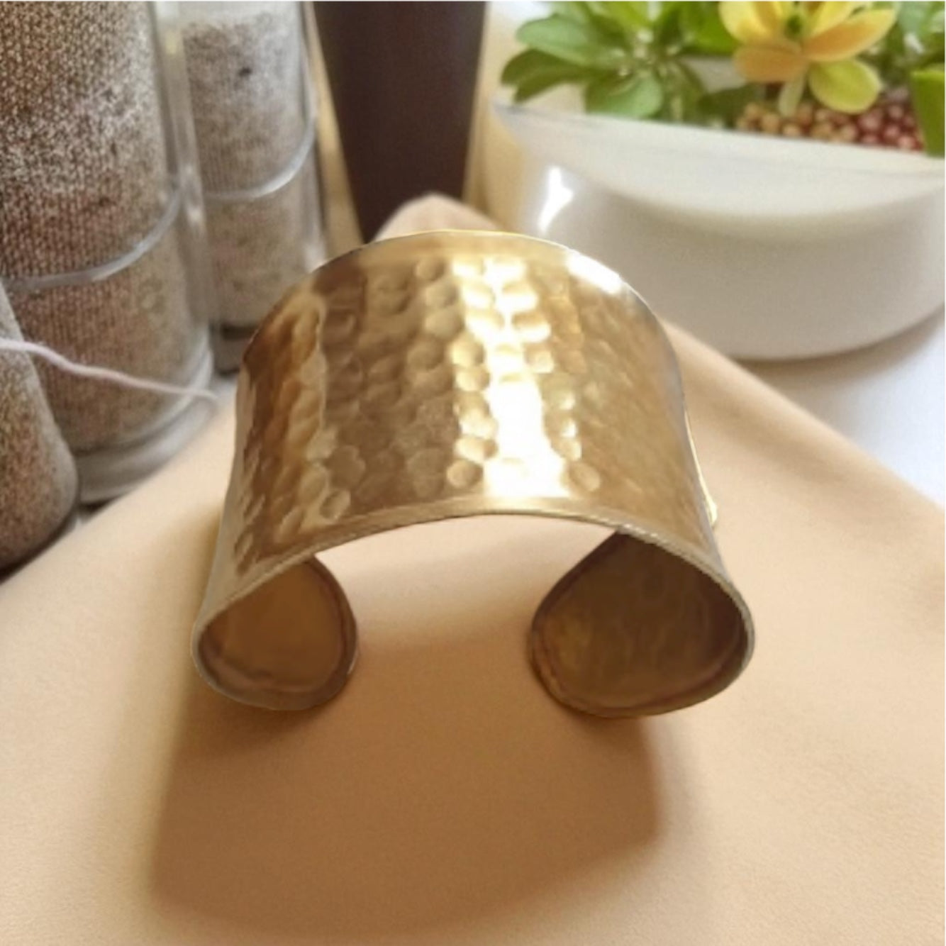 Handcrafted Hammered Brass Cuff Bracelet – Bold Statement Jewelry