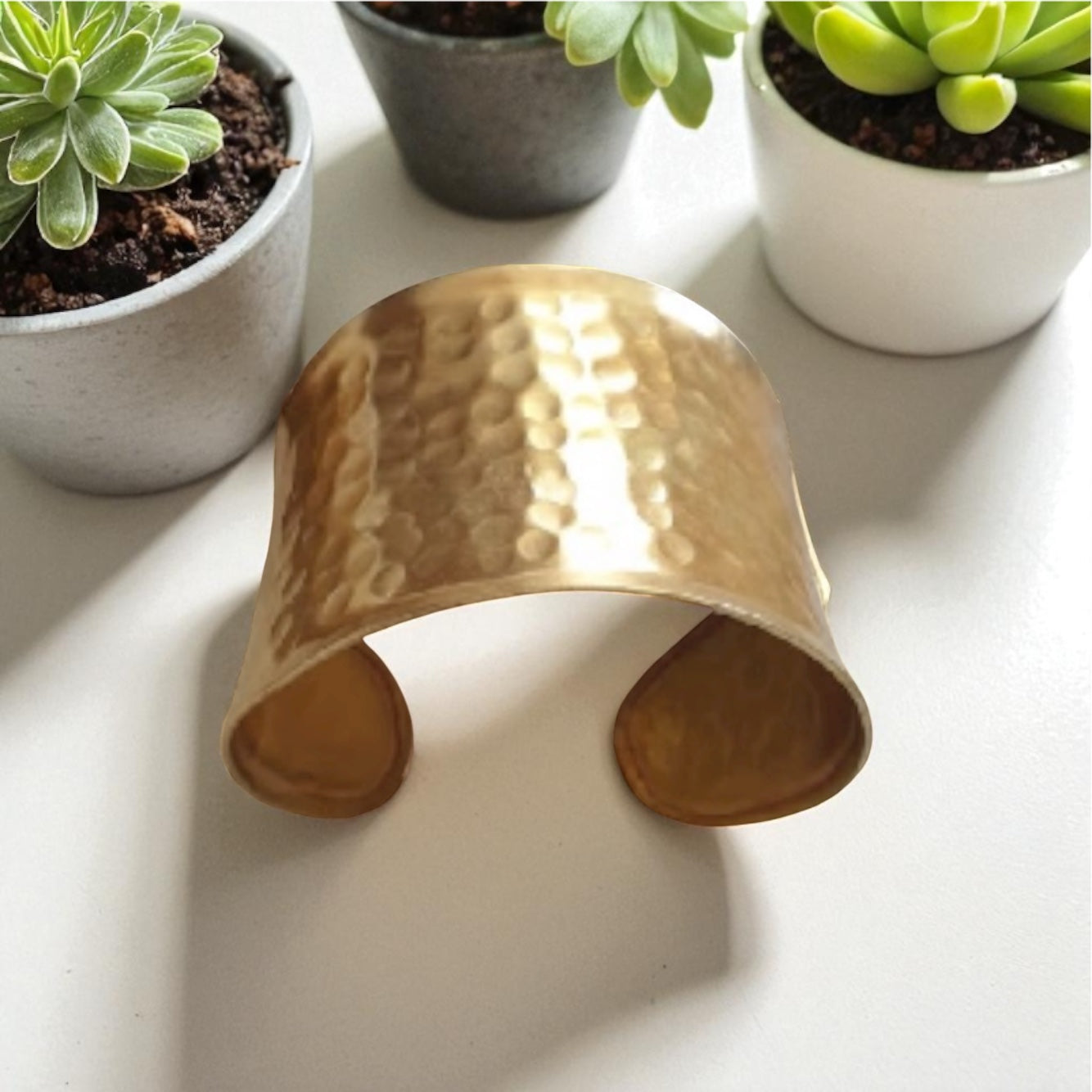 Handcrafted Hammered Brass Cuff Bracelet – Bold Statement Jewelry