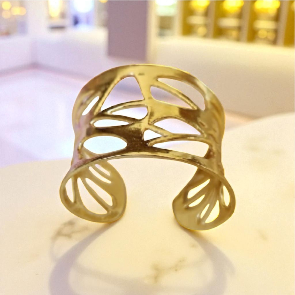 Cutout Brass Cuff Bracelet – Modern Geometric Statement Jewelry