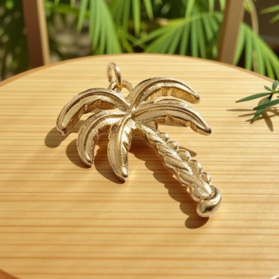 Golden Palm Tree Brass Pendant – Tropical Charm Meets Timeless Elegance 🌴✨