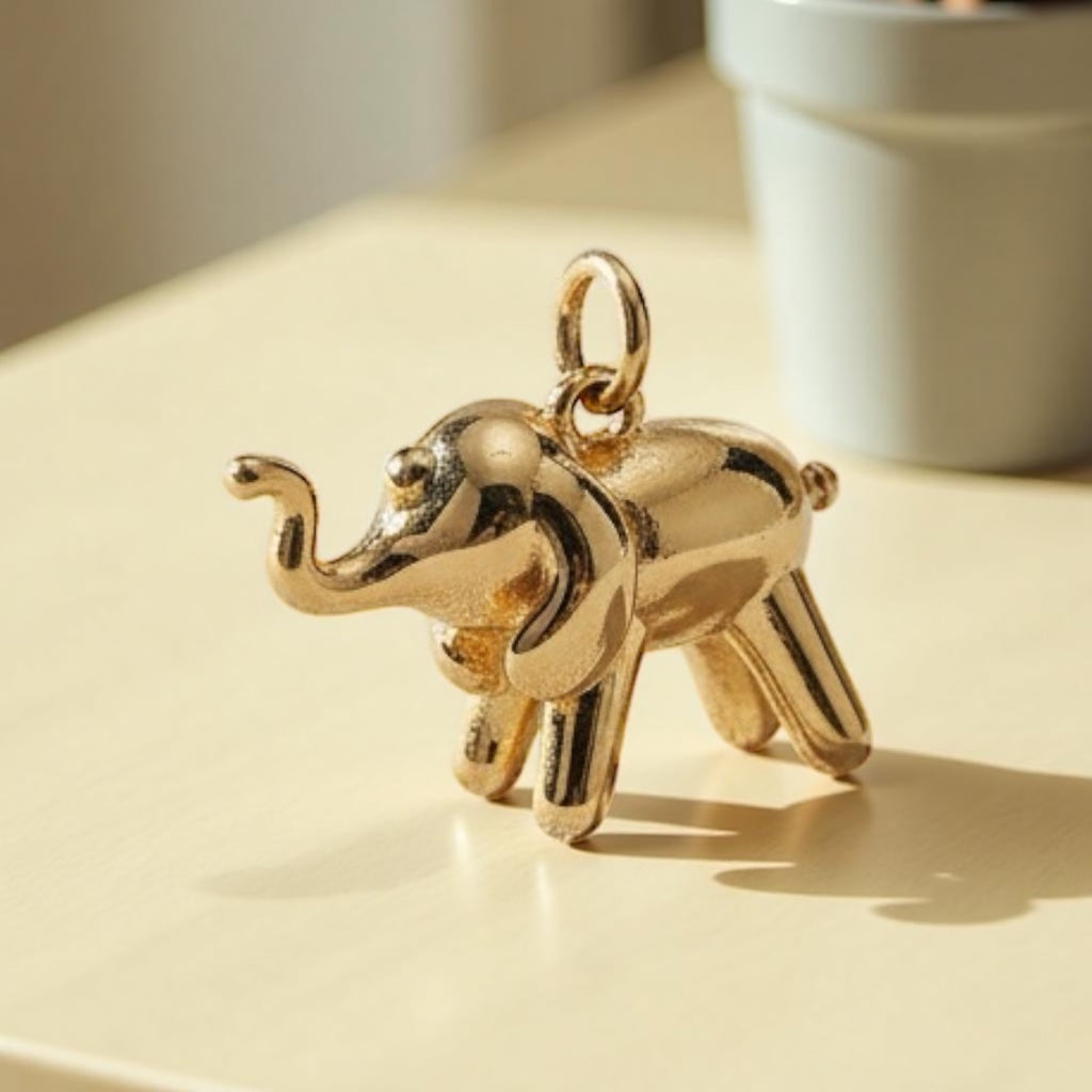 Golden Elephant Brass Pendant – Symbol of Strength, Wisdom & Good Fortune 🐘✨