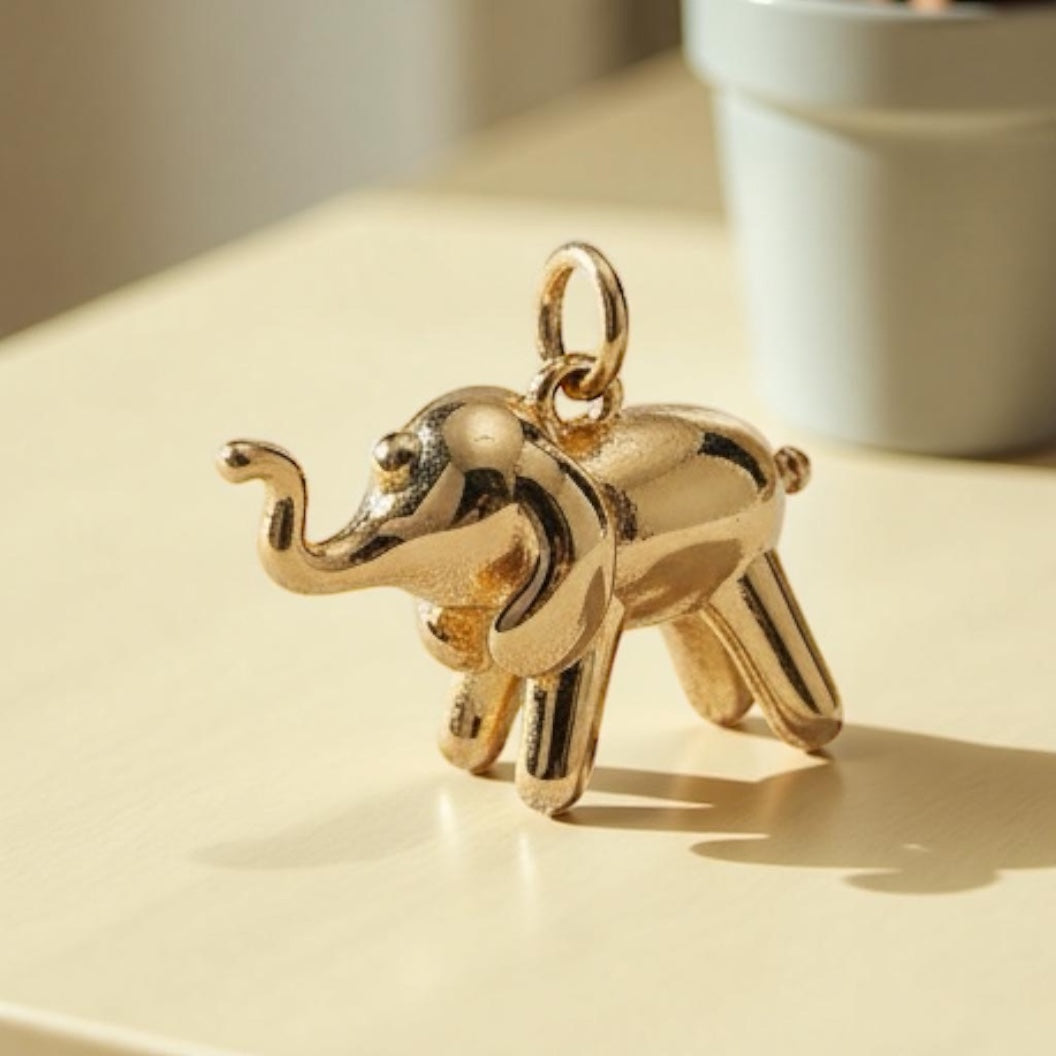 Golden Elephant Brass Pendant – Symbol of Strength, Wisdom & Good Fortune 🐘✨