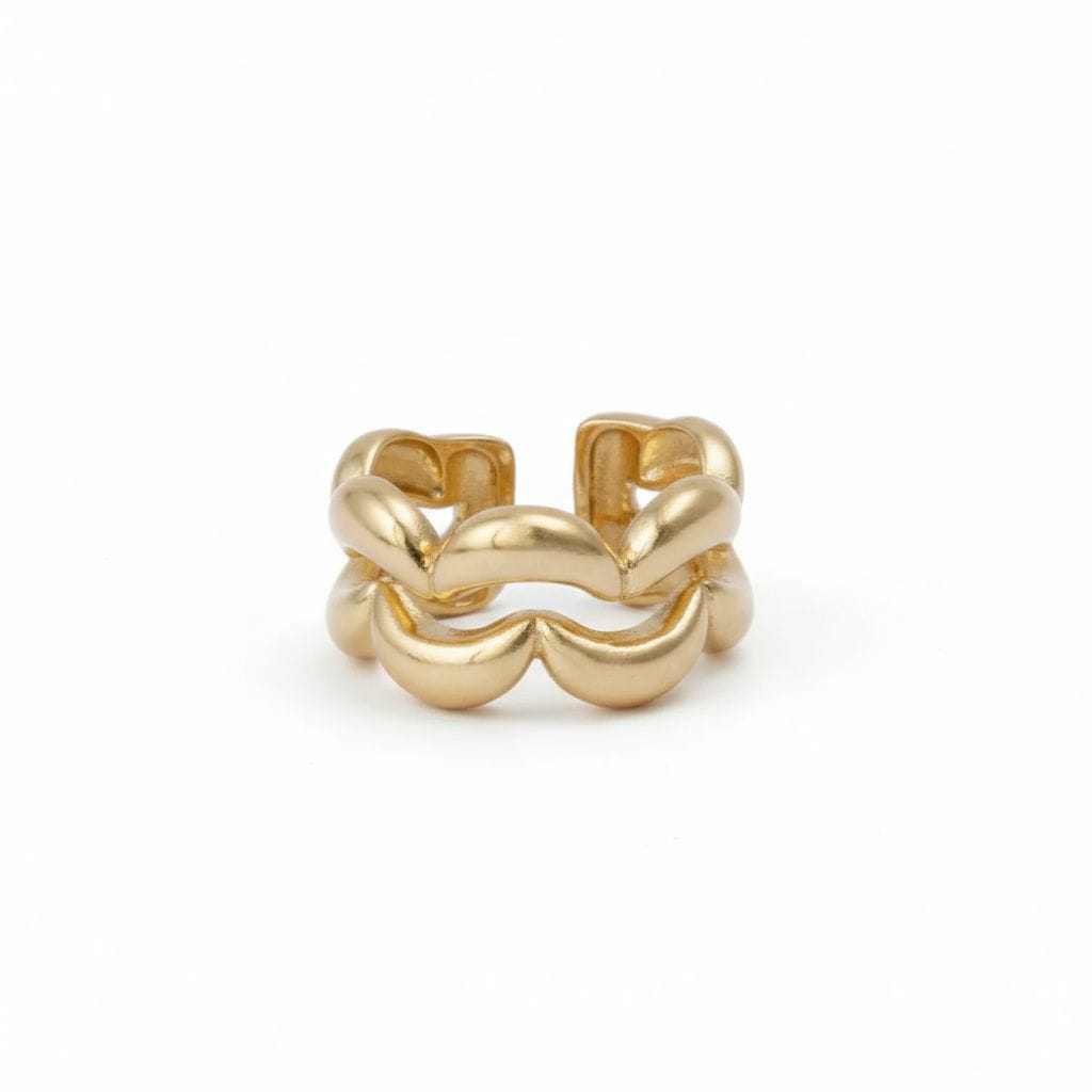 Golden Ripple Brass Adjustable Ring – Bold Minimal Statement