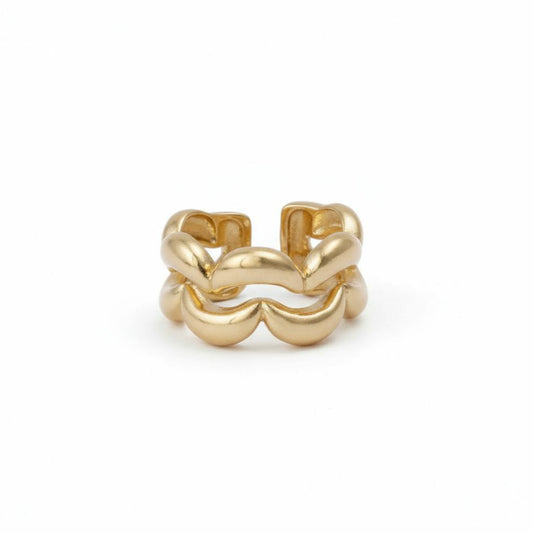 Golden Ripple Brass Adjustable Ring – Bold Minimal Statement