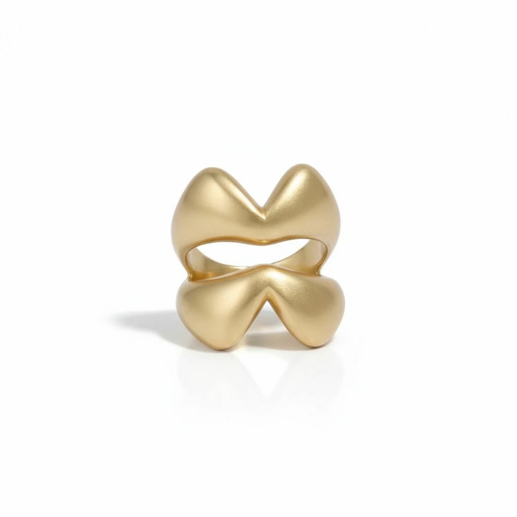 Bold Bow Brass Ring – Statement Sculpted Gold Band