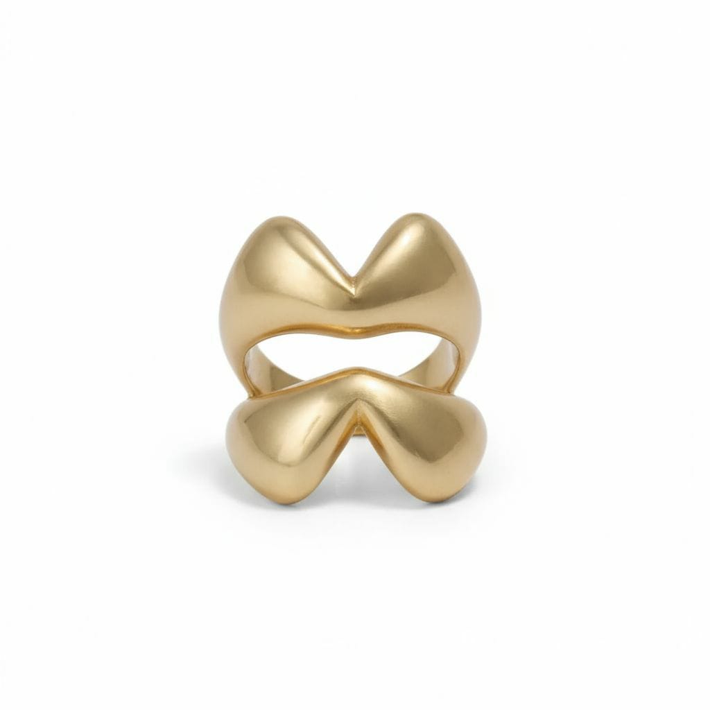 Bold Bow Brass Ring – Statement Sculpted Gold Band
