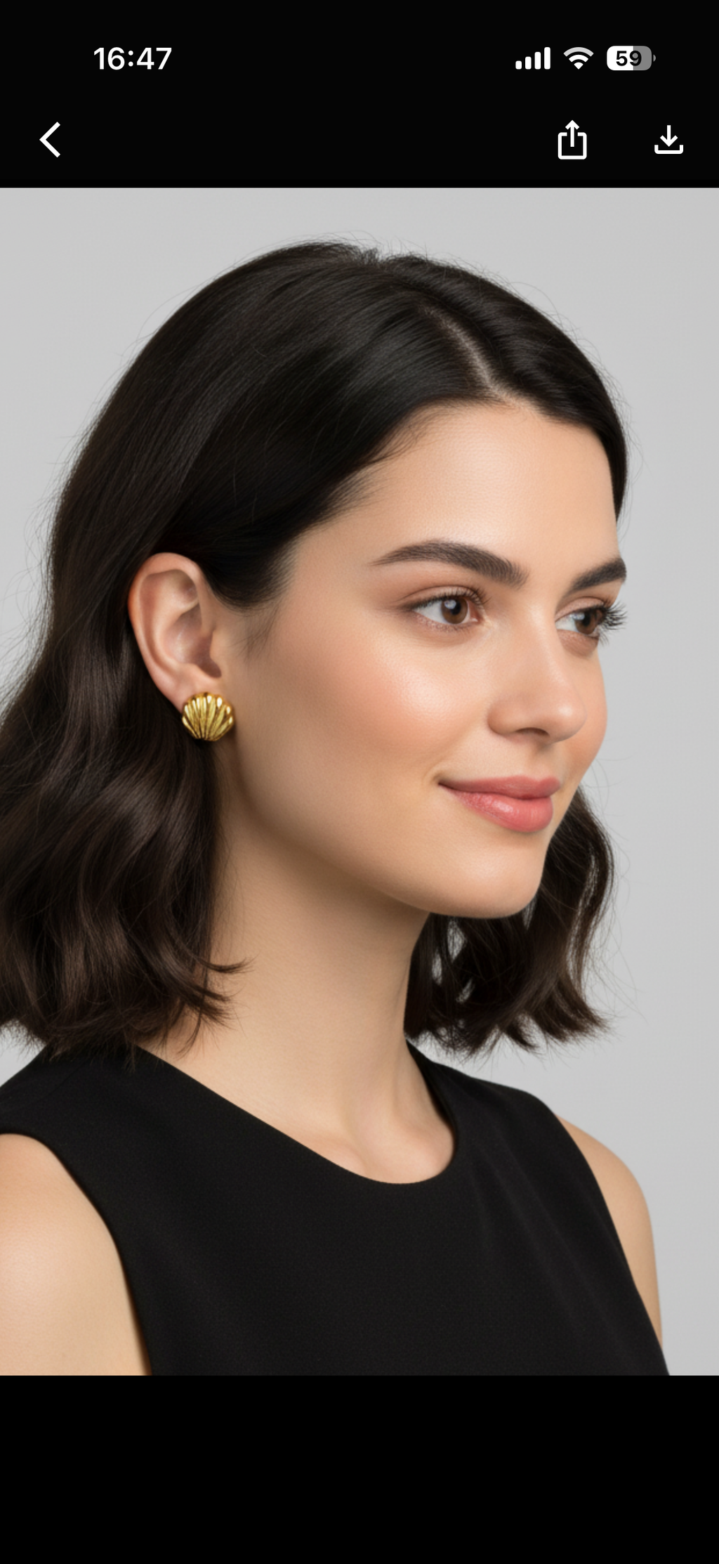 Golden Shell Brass Stud Earrings – Ocean-Inspired Minimal Elegance