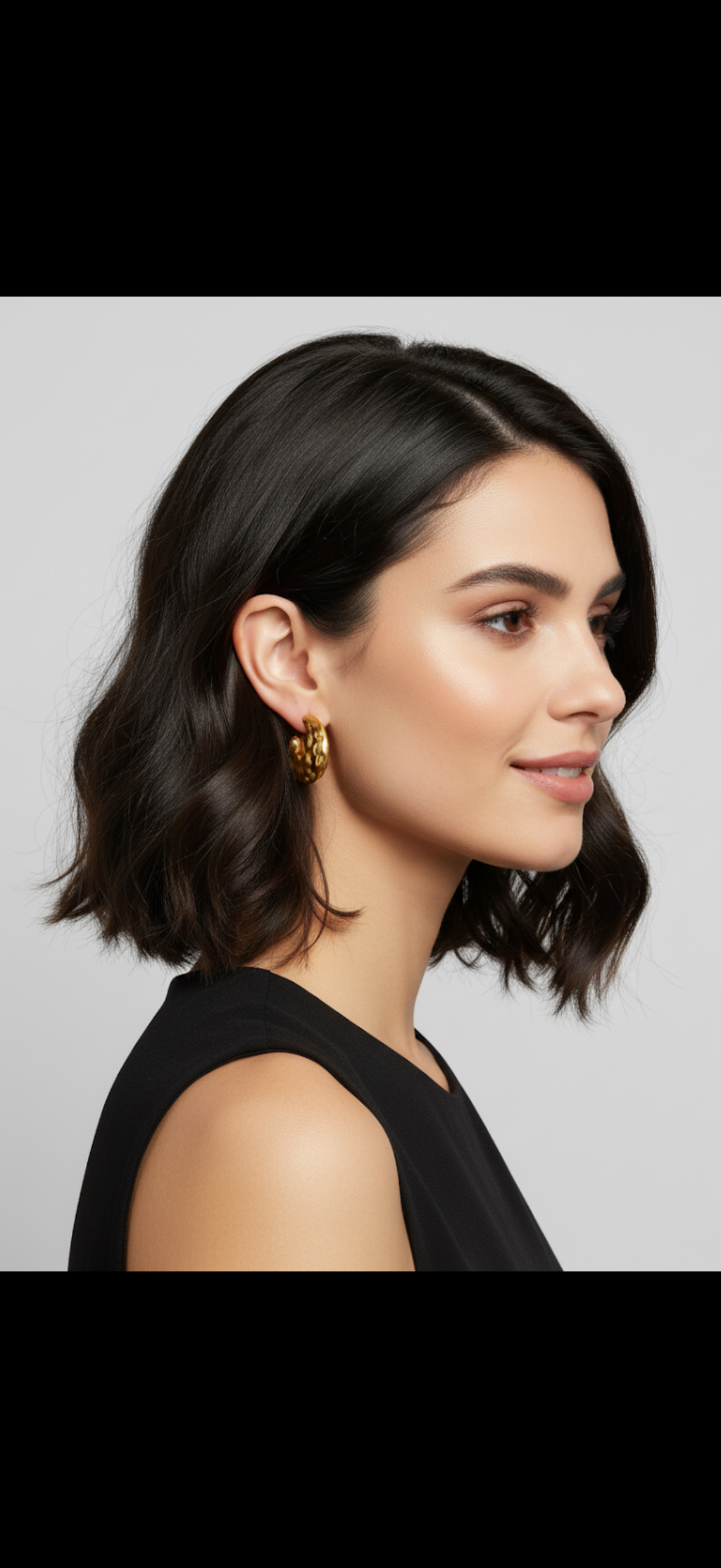 Golden Crescent Brass Hoop Earrings – Textured Moonlight Elegance
