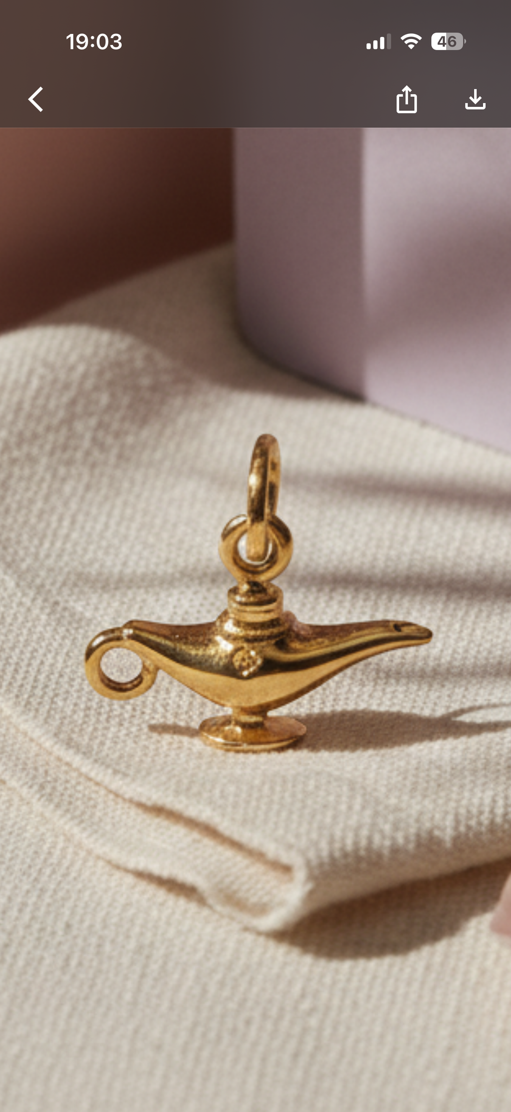 Golden Magic Lamp Brass Charm – Vintage Wish Pendant